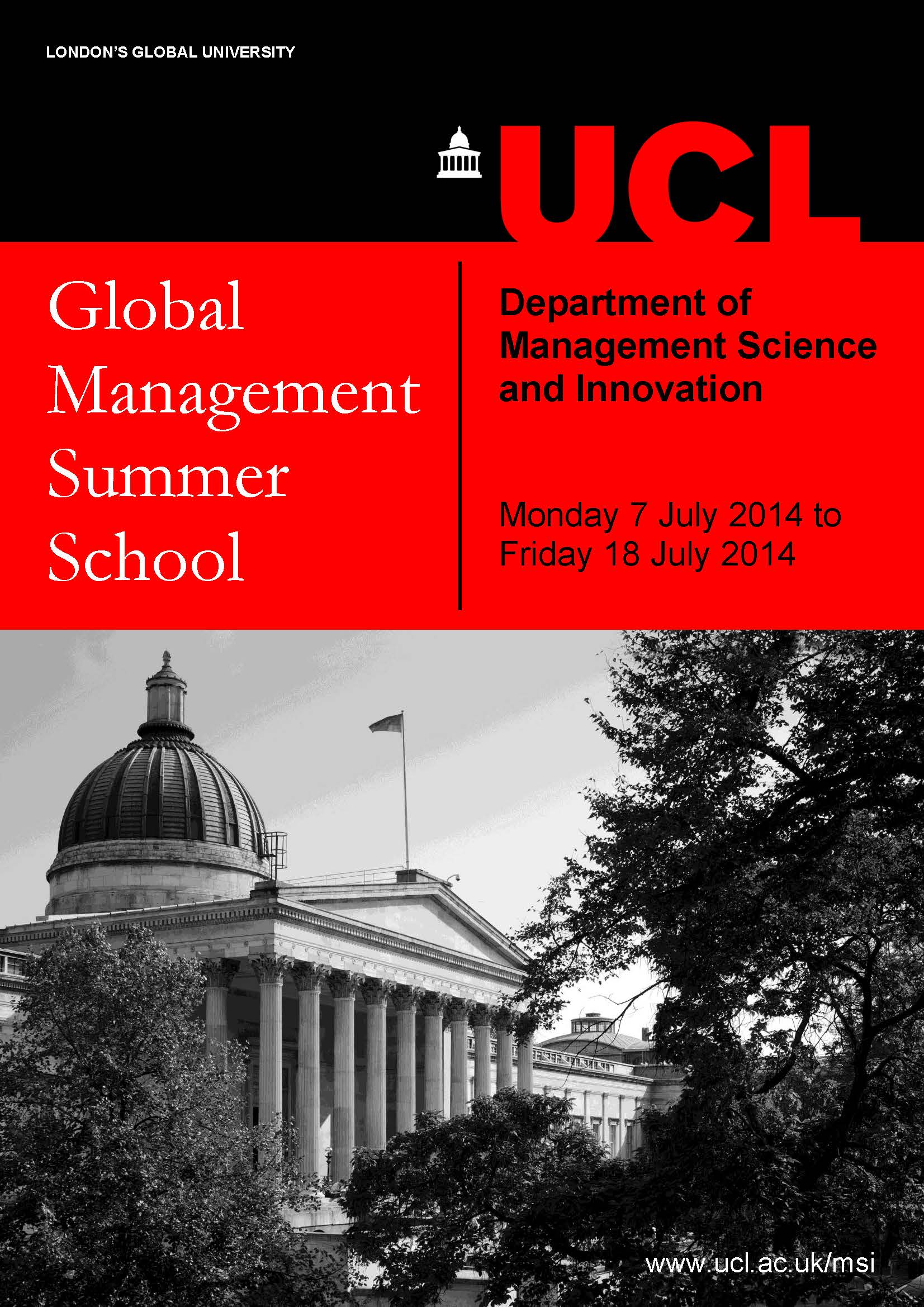 【2014 Summer School】: UCL MSI Global Management Summer School